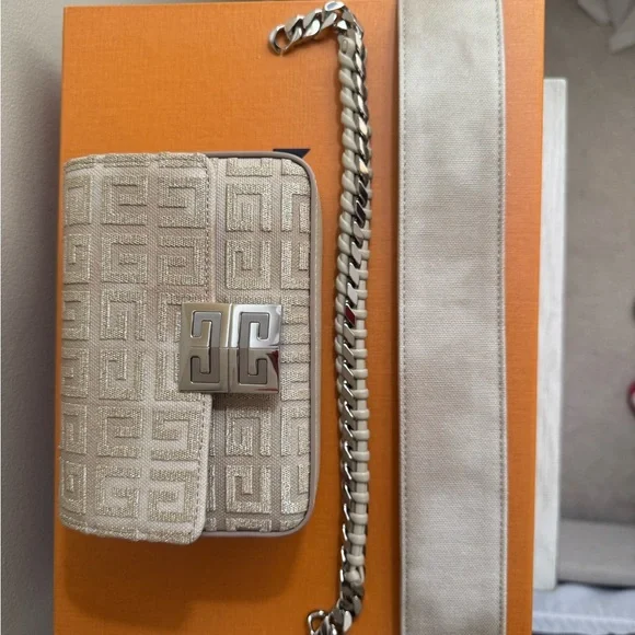 Givenchy Beige Crossbody Bag with Silver Accents - Picture 8 of 9